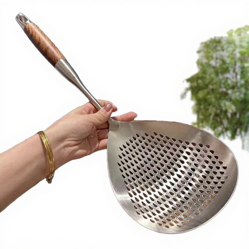 Stainless steel large slotted spoon, suitable for frying and hot pot