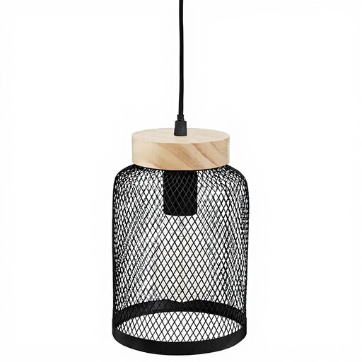 Zely Pendant Light in black with wood element