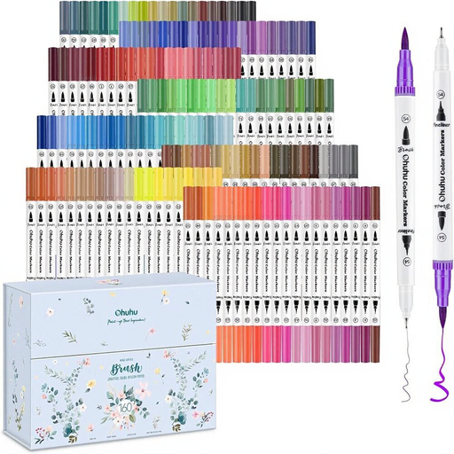 Ohuhu 160-Color Dual Tip Brush and Fineliner Pens