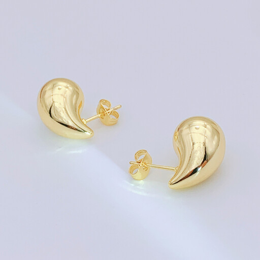 Gold Teardrop Stud Earrings for Women