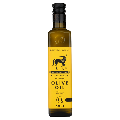 Bottle of Terra Delyssa Extra Virgin Olive Oil