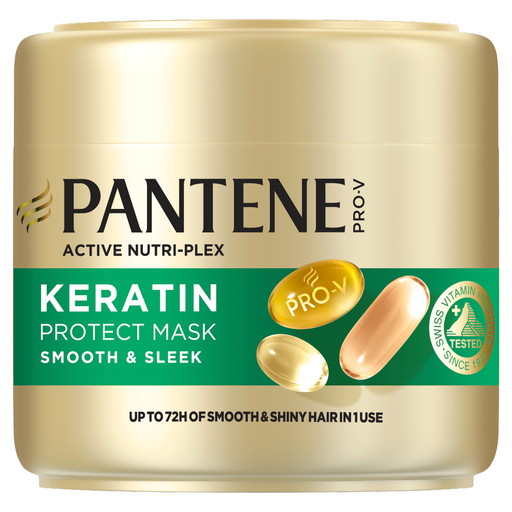 Pantene Pro-V Smooth & Sleek Keratin Protect Hair Mask 300ml for Frizzy, Dry Hair