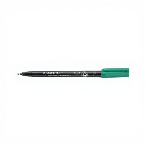 STAEDTLER Lumocolor Permanent F Green Marker - Synthetic Tip F=Fine 0.6mm, Permanent Universal Ink