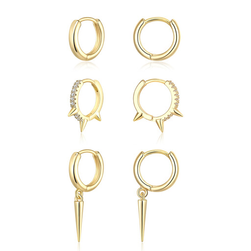 Ever Faith 3 - pair Dangle Huggie Earrings Set