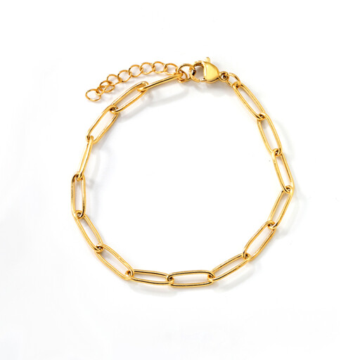 Gold Paperclip Link Chain Bracelet