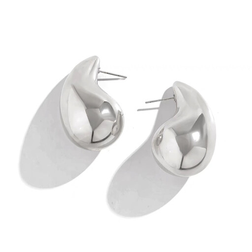 32mm Large Silver Teardrop Stud Earrings for Women