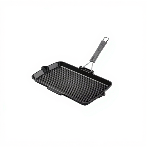 Staub Square Grill Pan – Cast Iron, Single Handle, 21x34 cm