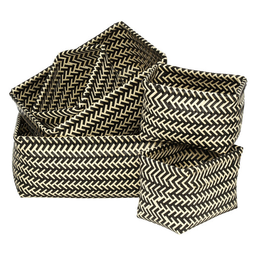 Interiors by Premier Set Of Five Black And White Woven Storage Baskets