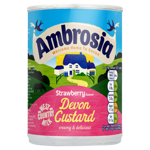 Ambrosia Strawberry Flavour Devon Custard 400g tin