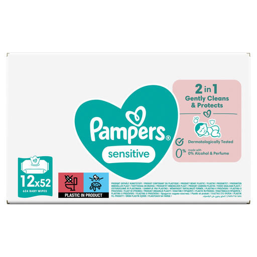 Pampers Sensitive Baby Wipes 12 x 52 Pack