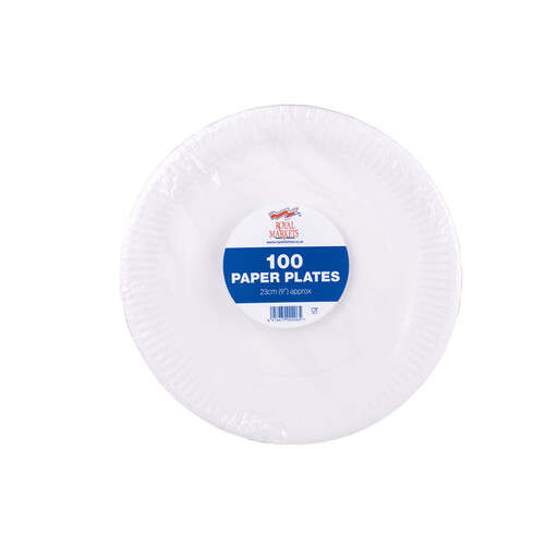 Royal Markets 9 inch White Paper Plates, pack of 100