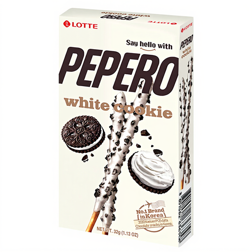 Lotte Pepero Biscuit Sticks with White Chocolate Cookies Coating 32g