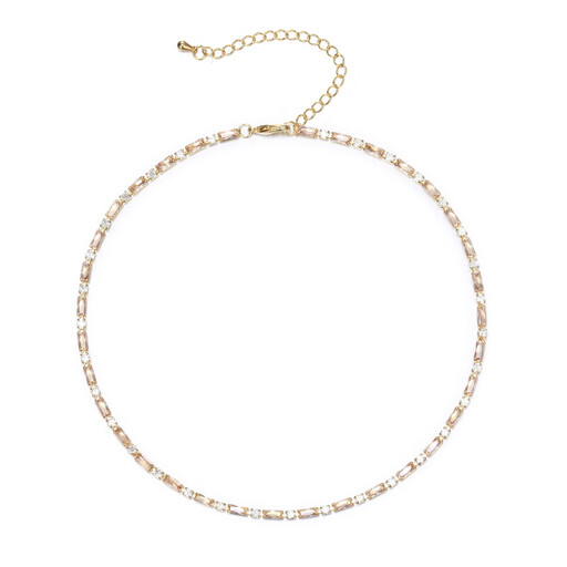 Ever Faith Brown Cubic Zirconia Thin Tennis Choker