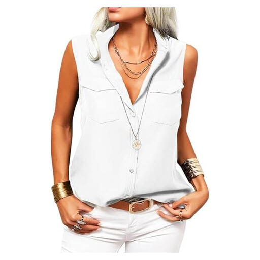 Women's Solid Lapel Sleeveless Tank Top