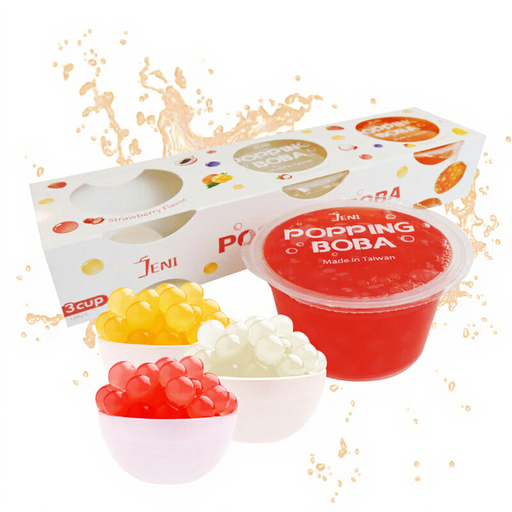 JENI Popping Boba Combipack: 3-Cup Strawberry, Mango, Litchi