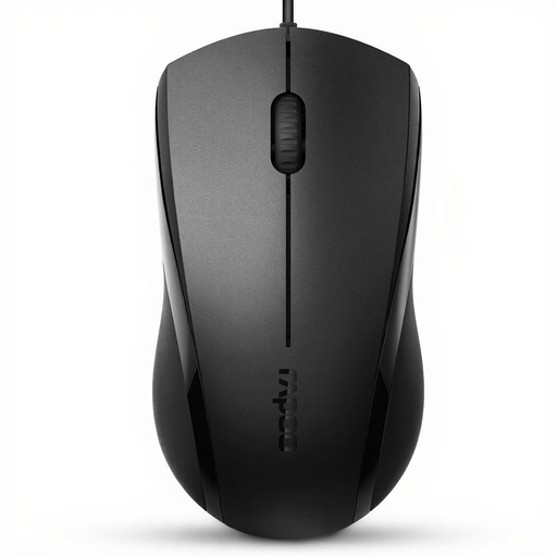RAPOO N1600 Wired Mouse, 1000 DPI 3-Button USB Computer Mouse 5ft Cord Quiet Button Optical Mouse Wired, Left Right Hand Use Office Mouse, for Laptop PC Chromebook Mac Notebook - Black