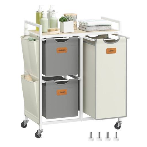 JOYFURNOS 100 L Rolling Laundry Sorter with 3 Compartments