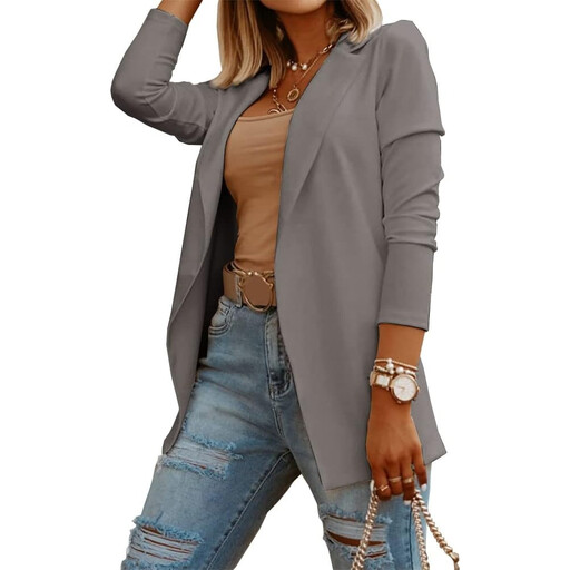 Women's Casual Long Sleeve Knit Blazer in dark grey