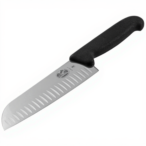 Victorinox Fibrox Series Santoku Knife, Multi-Purpose, Granton Edge, 17cm