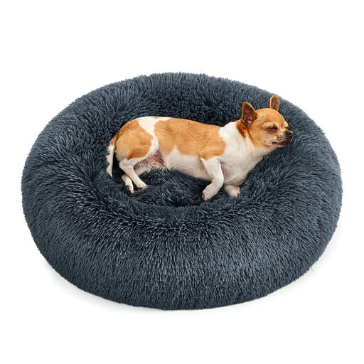 Feandrea Fluffy Dog Bed, 60cm, Dark Grey