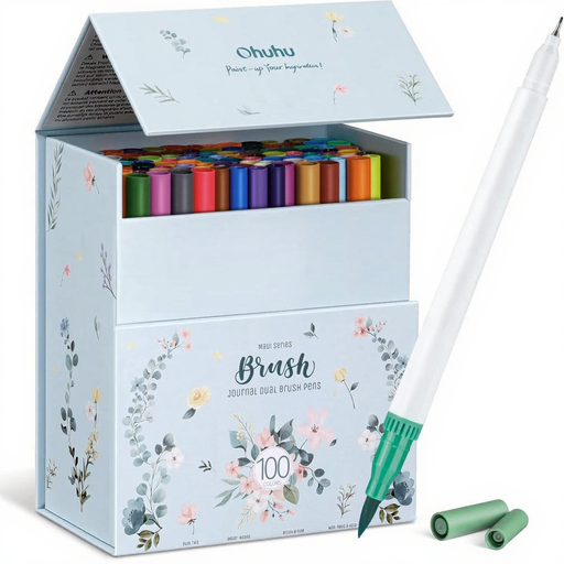 Ohuhu Maui Dual Tip Brush Pens - 100 Color Art Markers Set