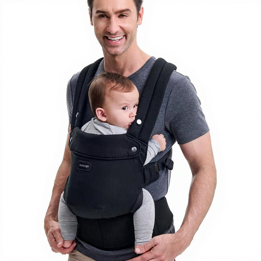 Momcozy Skin-Friendly Pure Cotton Ergonomic Baby Carrier, Black