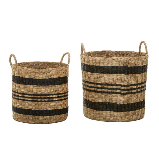 Arles Set of 2 Seagrass Baskets with Black Stripes