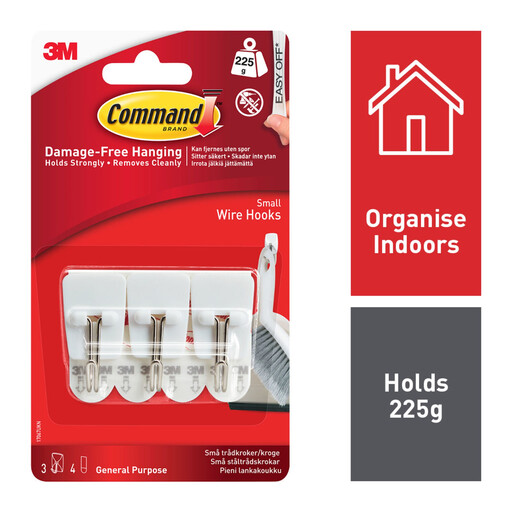 A small white 3M Command wire hook