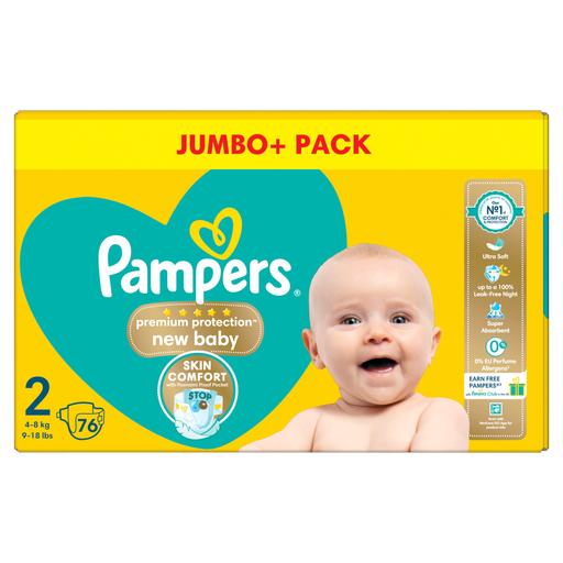 Pampers New Baby Premium Protection Nappies Size 2 Jumbo+ Pack