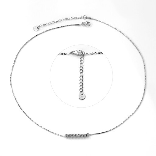 Stainless Steel Bead Pendant Necklace with 8 Silver Beads