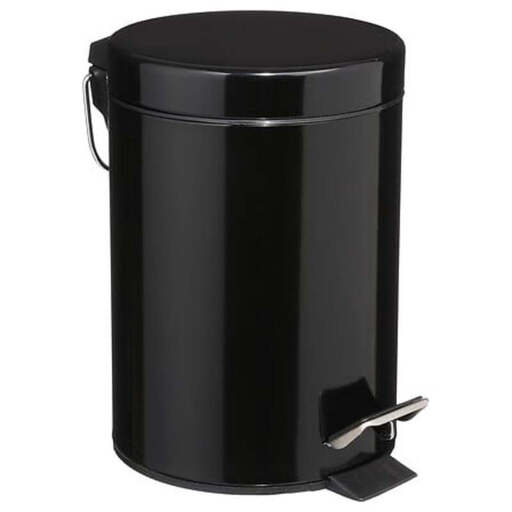 Wastebasket - Metal pedal - With lid - 3 L - Black