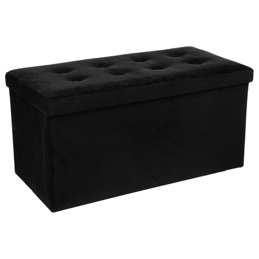 Atmosphera Lysandre Double Folding Pouffe, Black Velvet