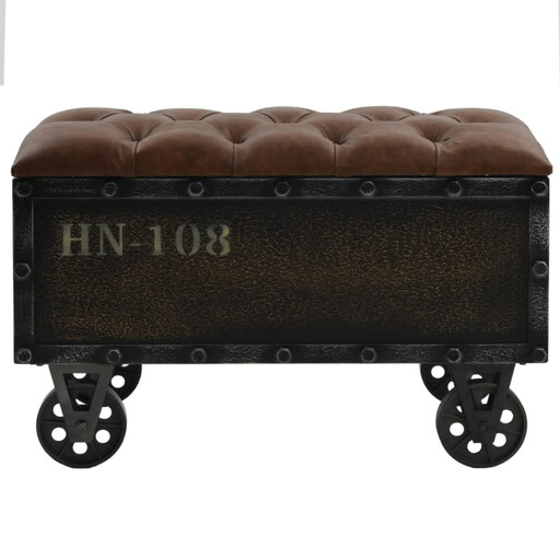 vidaXL Storage Bench 80.5x41x50 cm Solid Wood and Faux Leather