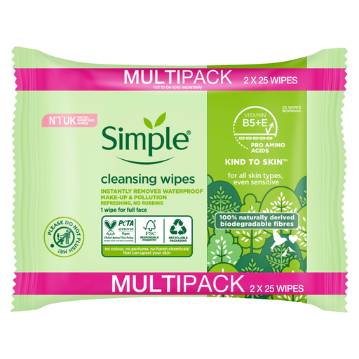 Simple Kind to Skin Biodegradable Cleansing Wipes