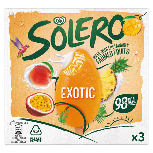 Solero Exotic ice cream sticks, three 90ml portions