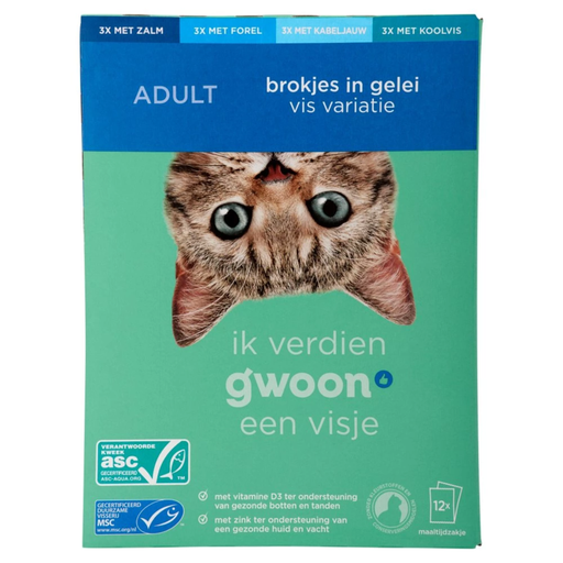 Gwoon Chunks in Jelly Fish Variety For Adult Cat 12 x 100g