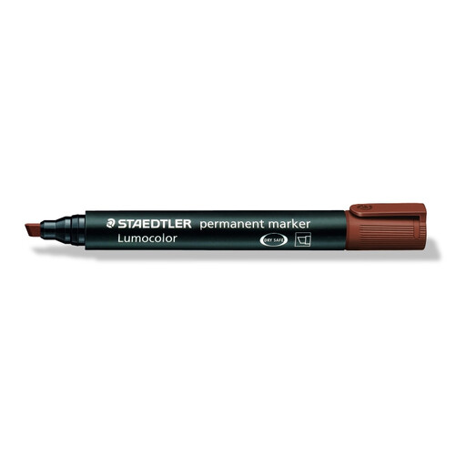 Universal Lumocolor Permanent Marker, Brown, with Chisel Tip