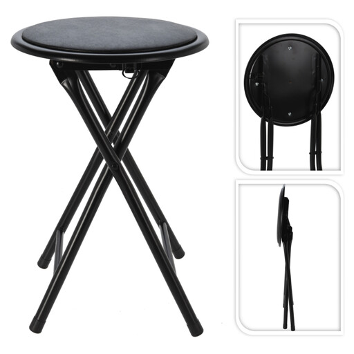 Foldable Stool, 46x30cm, Black Foldable Chair