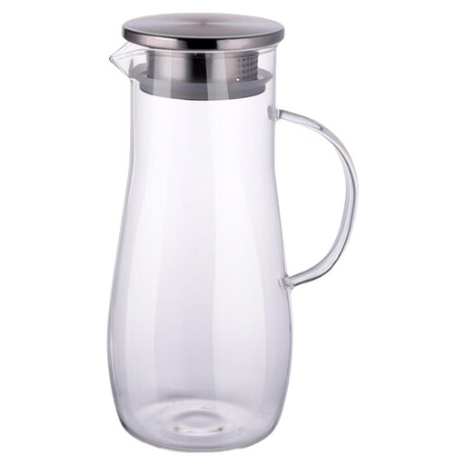 Alpina Glass Water Carafe with Stainless Steel Lid - 1.4L, 15cm