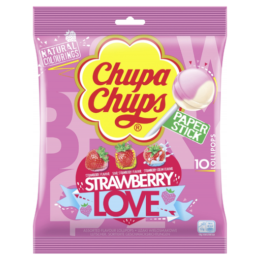 Chupa Chups Lollipop Strawberry Love 10-Pack 120g