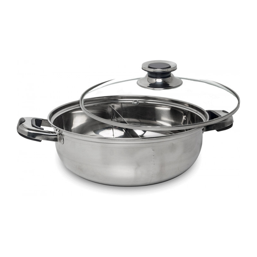 Fondue pot with 2 compartments and lid Ø28 cm