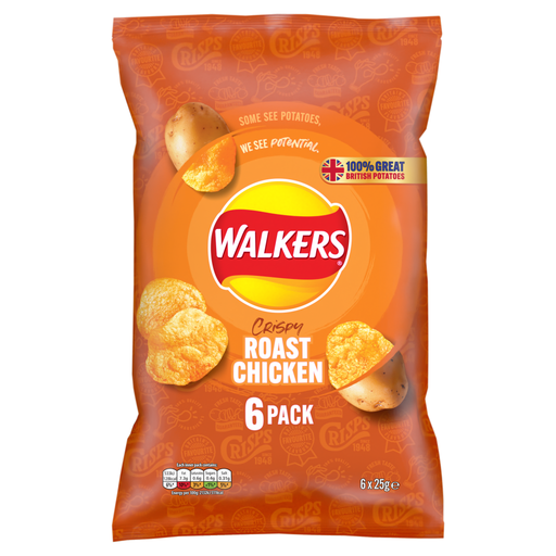 Walkers Roast Chicken Crisps 6 × 25g