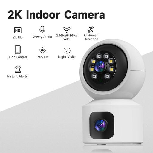 JUANCLOUD Dual Lens Indoor Security Cameras