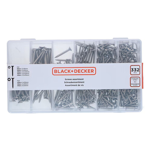 Black + Decker Screw Set 332 pcs - PH1 - PH2