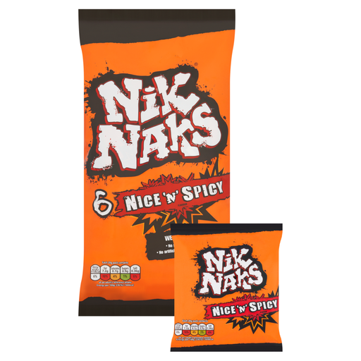 Nik Naks Nice Spicy Corn Snacks 6 x 20g multipack