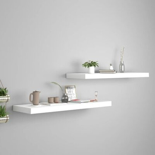 vidaXL Floating Wall Shelves 2 pcs 80x23.5x3.8 cm MDF White
