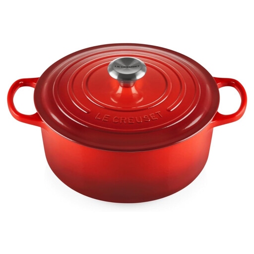 Le Creuset Signature Series Round Cast Iron Dutch Oven with Lid - 26cm - 5.5L - Suitable for All Hob Types - Red