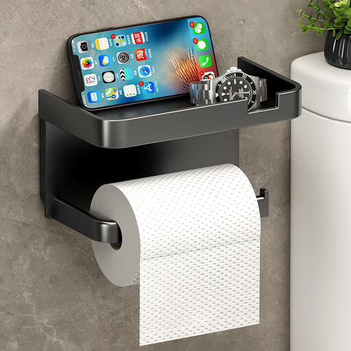 1 wall mounted non porous toilet paper holder, suitable for modern bathroom black