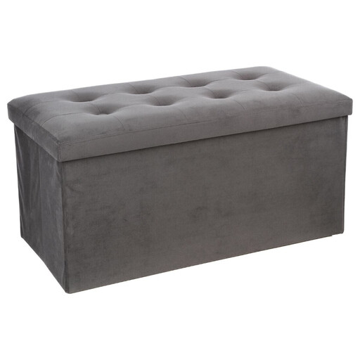 Atmosphera Lysandre Double Folding Pouffe, Grey Velvet