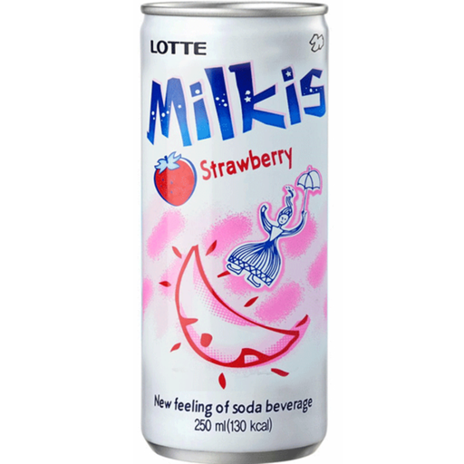 Lotte Milkis soft drink with strawberry flavor